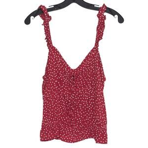 Express Tank Top Polka Dot Cottage Ruffle Coquette Y2K Retro Romantic Red Large